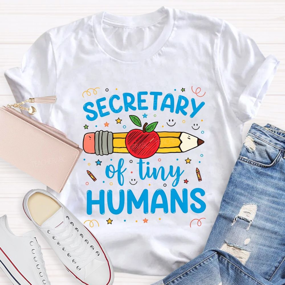 Secretary Of Tiny Humans Pencil Apple T-shirt