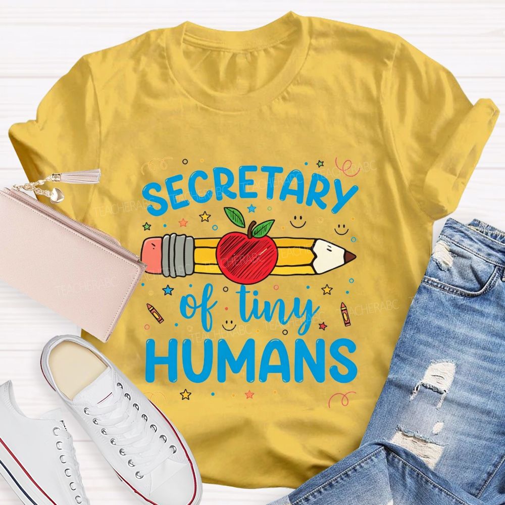 Secretary Of Tiny Humans Pencil Apple T-shirt
