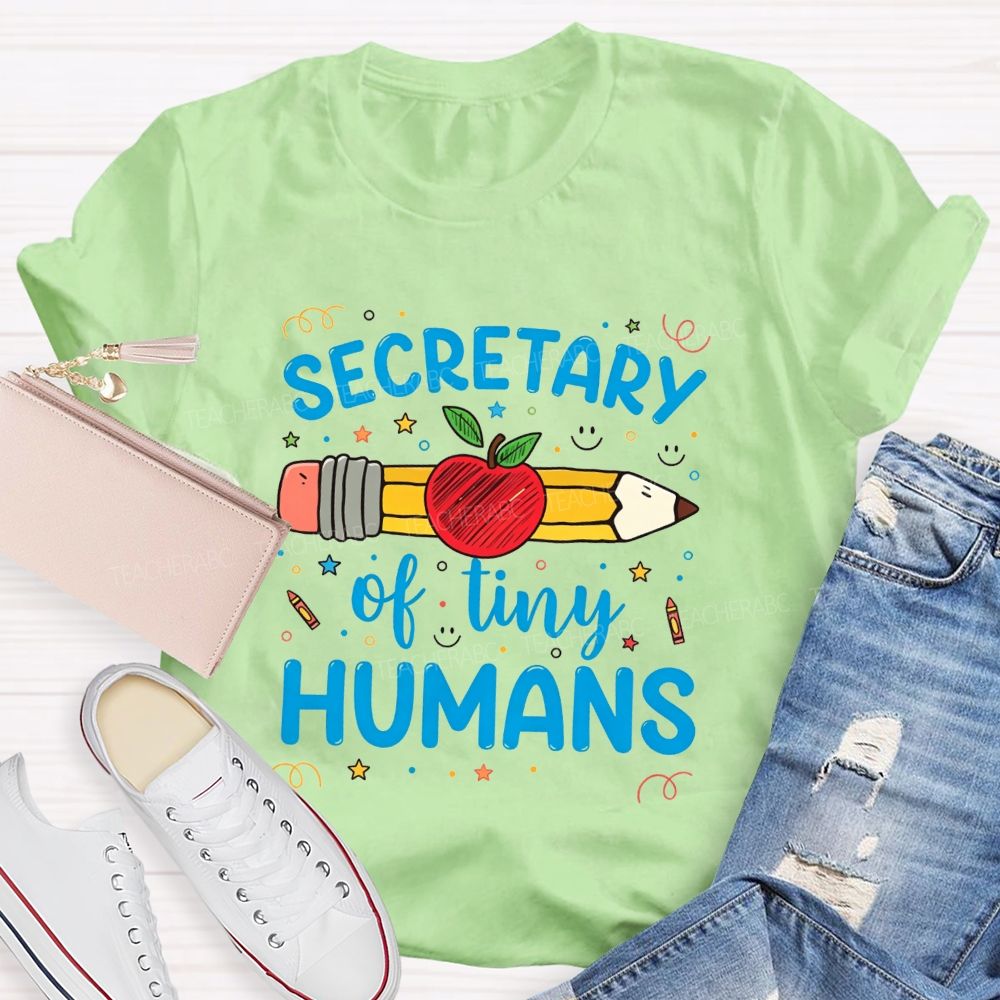 Secretary Of Tiny Humans Pencil Apple T-shirt