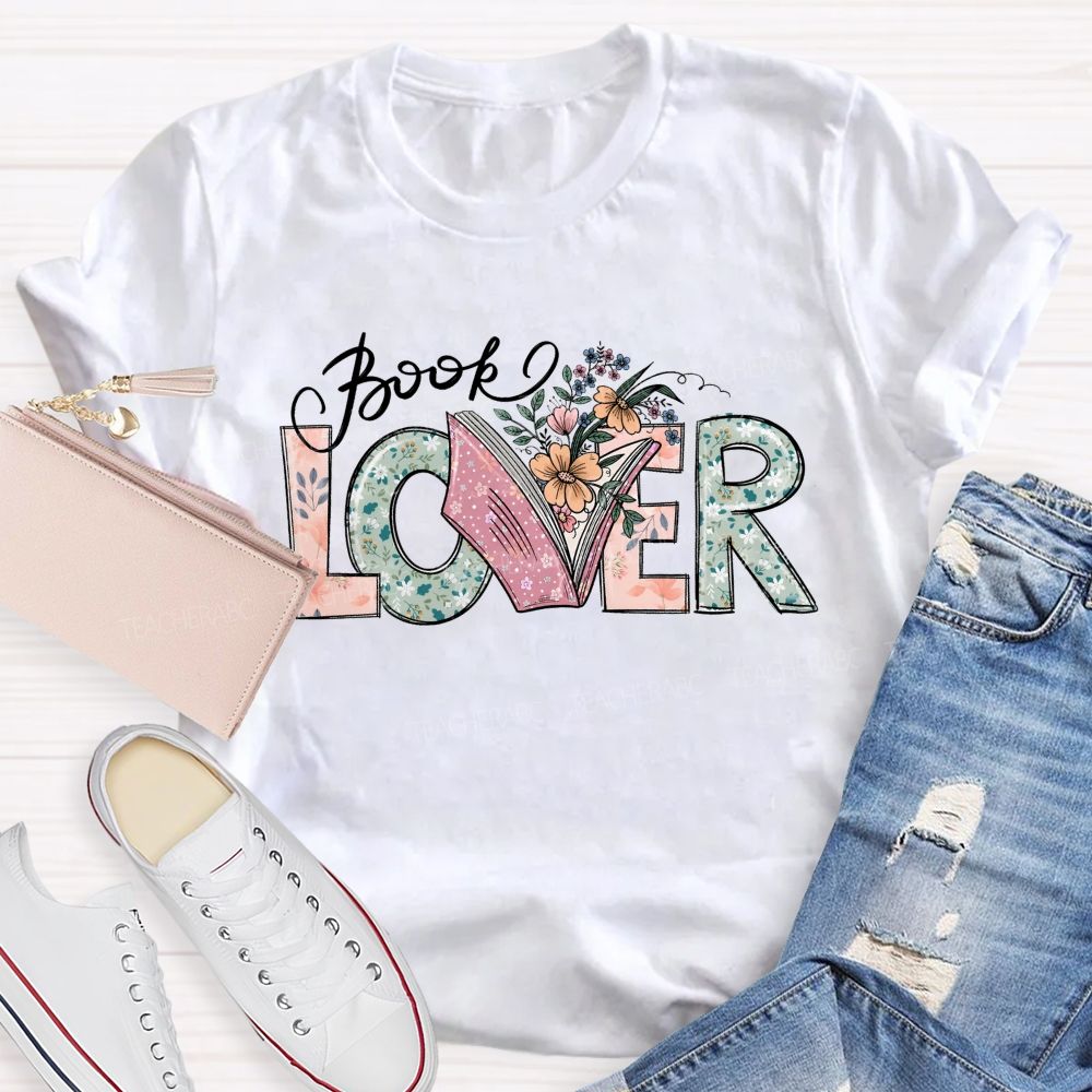 Floral Book Lover Teacher T-Shirt