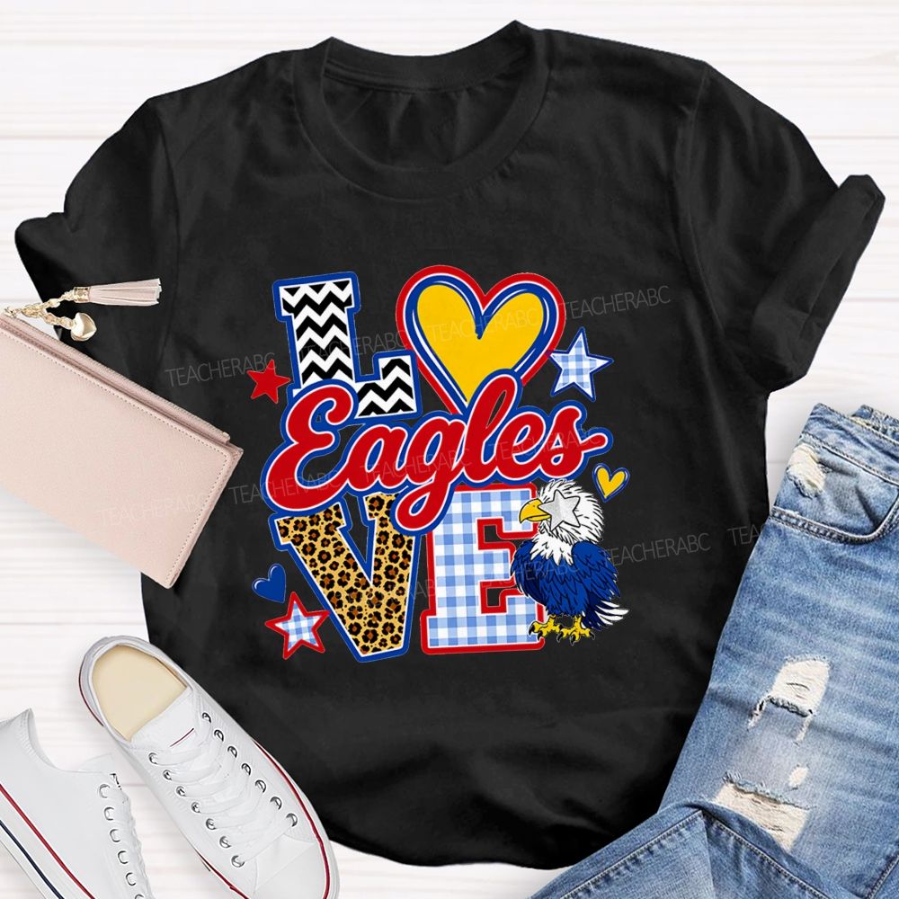 Personalized Mascot Leopard Strip Love Teacher T-Shirt