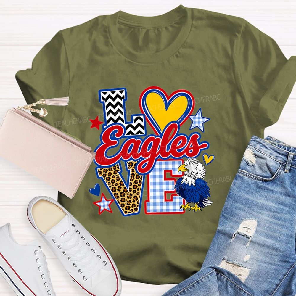Personalized Mascot Leopard Strip Love Teacher T-Shirt