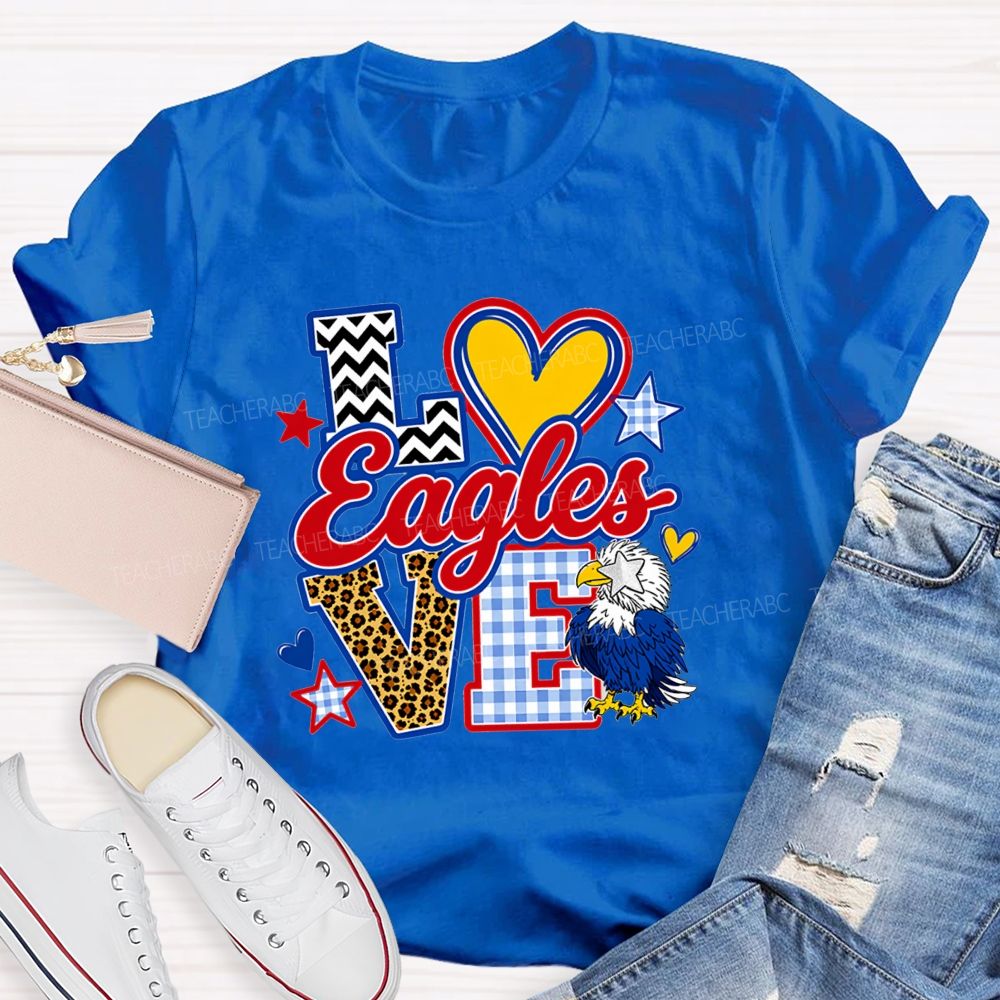 Personalized Mascot Leopard Strip Love Teacher T-Shirt