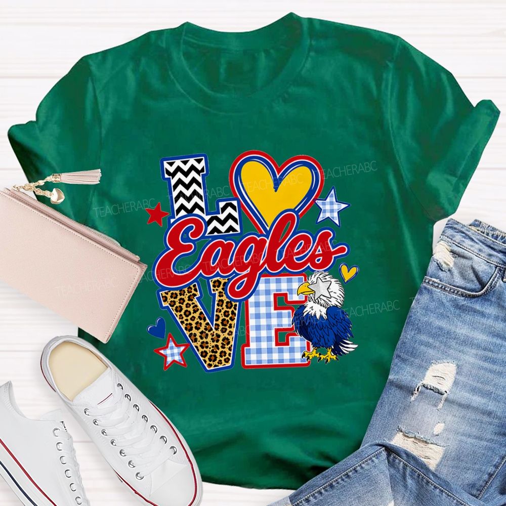 Personalized Mascot Leopard Strip Love Teacher T-Shirt