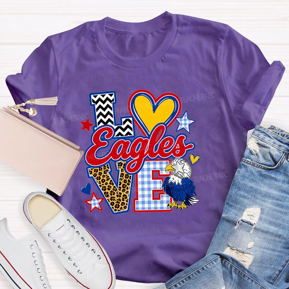 Personalized Mascot Leopard Strip Love Teacher T-Shirt