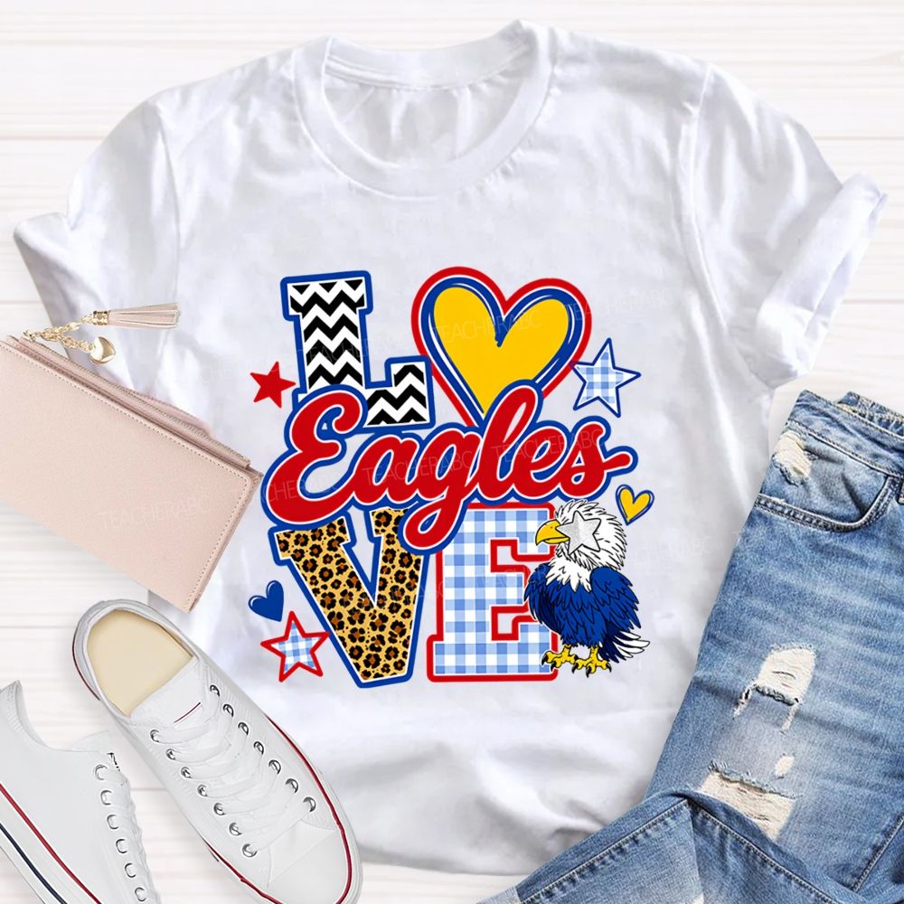 Personalized Mascot Leopard Strip Love Teacher T-Shirt