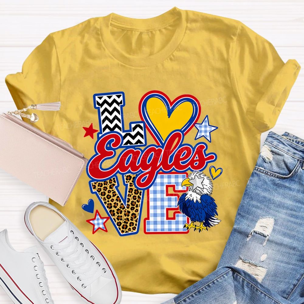 Personalized Mascot Leopard Strip Love Teacher T-Shirt