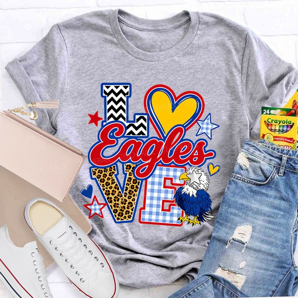 Personalized Mascot Leopard Strip Love Teacher T-Shirt