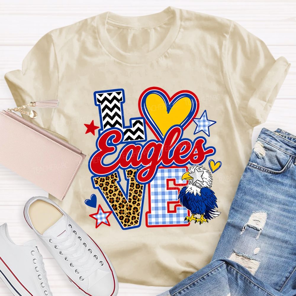 Personalized Mascot Leopard Strip Love Teacher T-Shirt