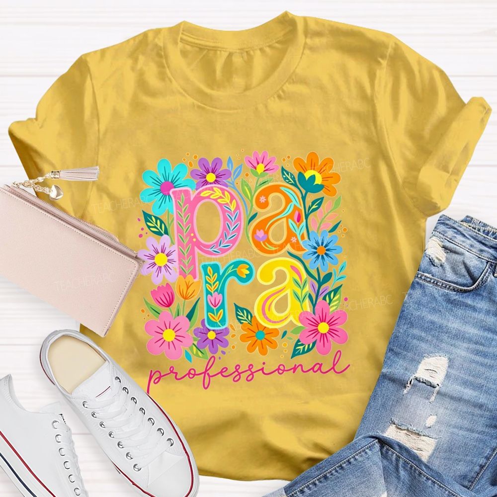 Para Professional Wildflower Graphic Teacher T-shirt