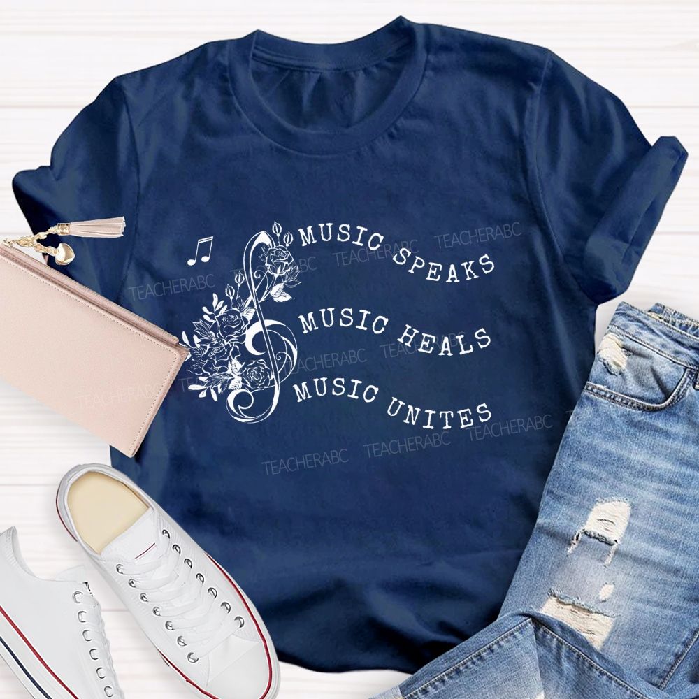 Music Spaeck Music Heals Music Unites Teacher T-shirt