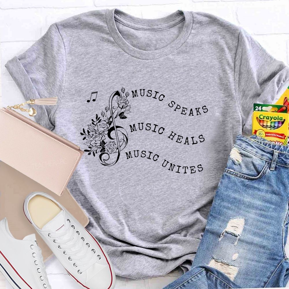 Music Spaeck Music Heals Music Unites Teacher T-shirt