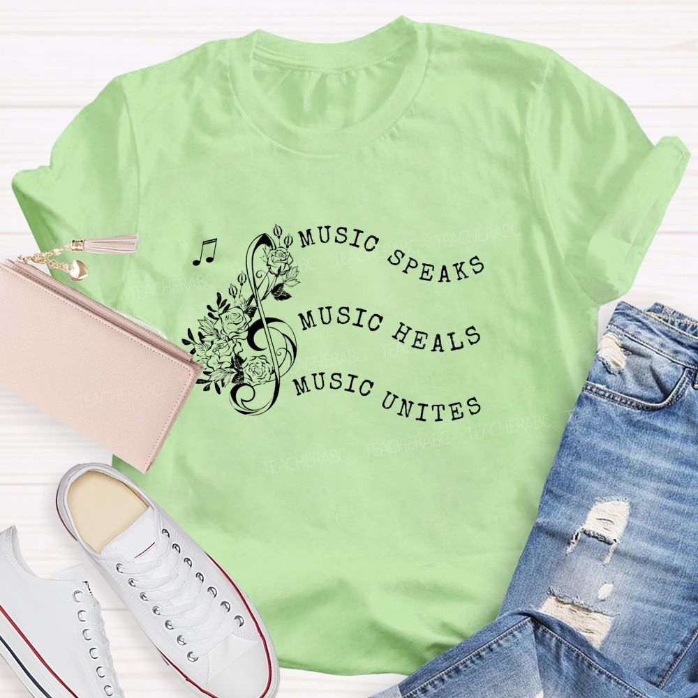 Music Spaeck Music Heals Music Unites Teacher T-shirt