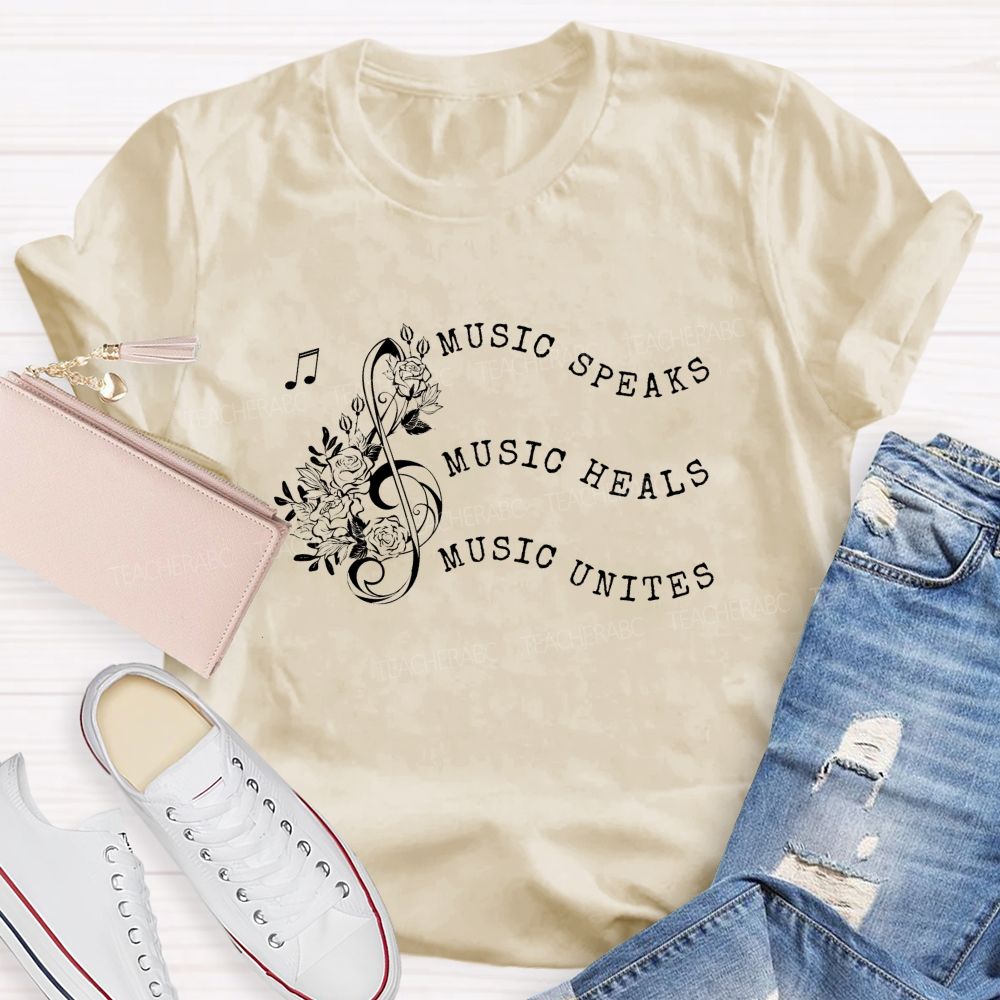 Music Spaeck Music Heals Music Unites Teacher T-shirt