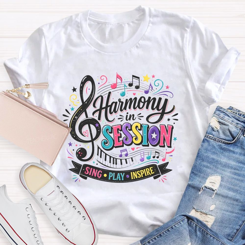 Harmony In Session Sing Play Inspire Teacher T-shirt