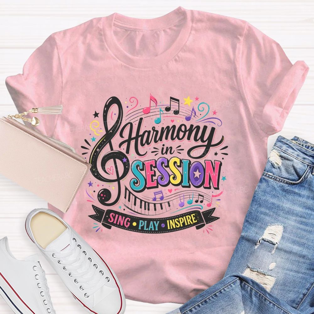 Harmony In Session Sing Play Inspire Teacher T-shirt