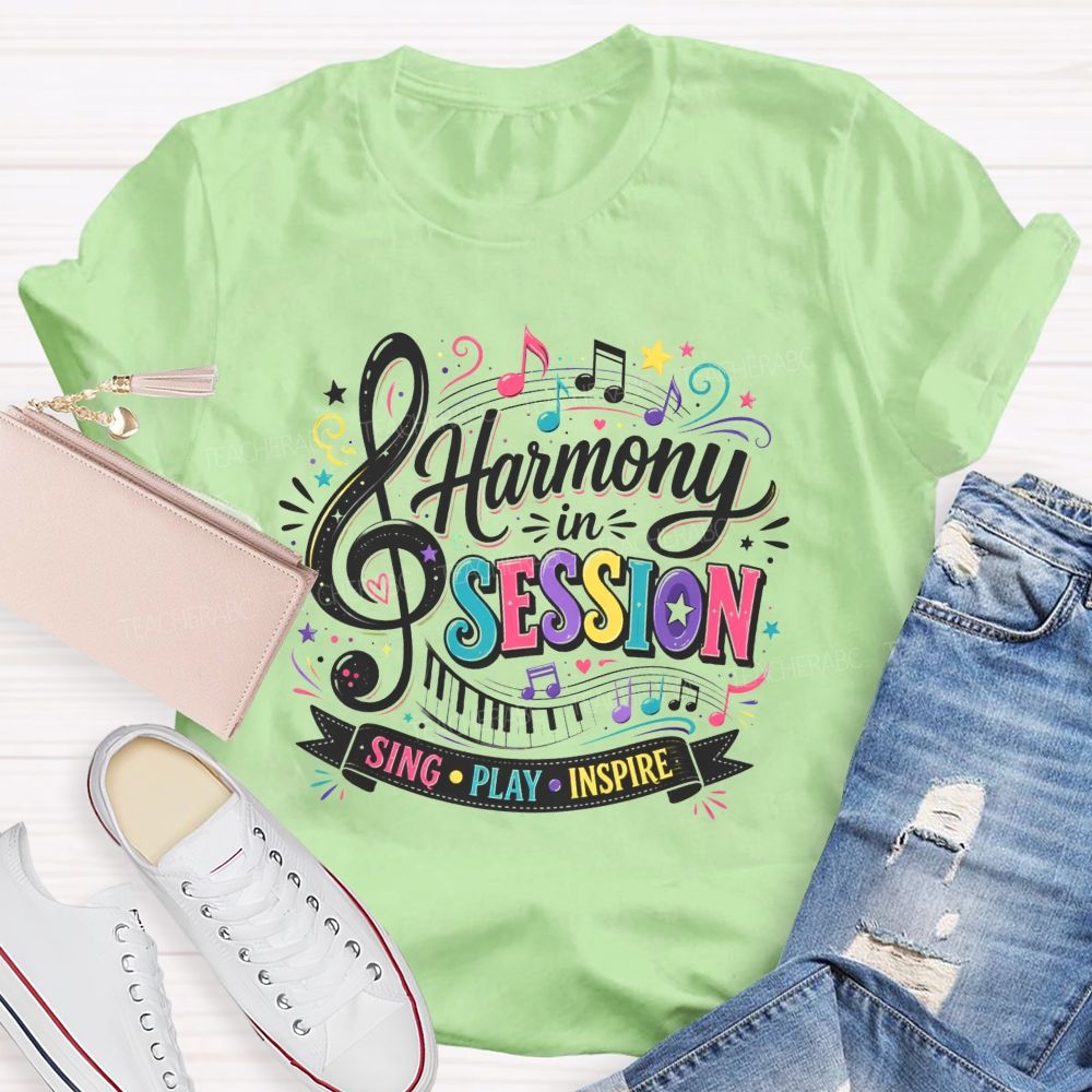 Harmony In Session Sing Play Inspire Teacher T-shirt