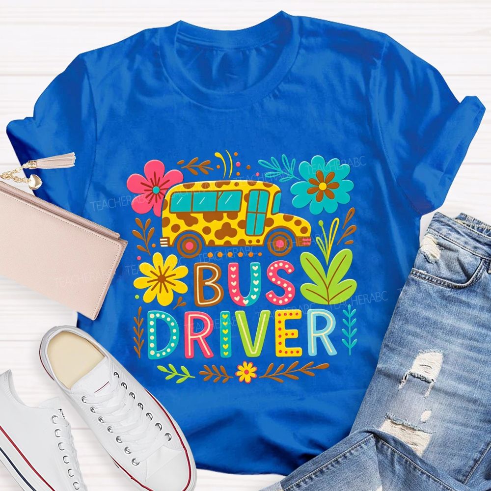 Leopard School Bus Bus Driver Groovy Sublimation T-shirt