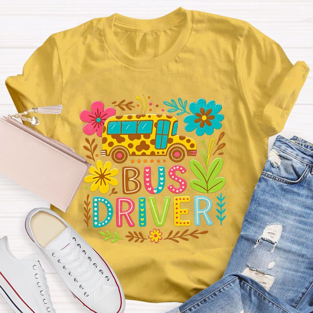 Leopard School Bus Bus Driver Groovy Sublimation T-shirt