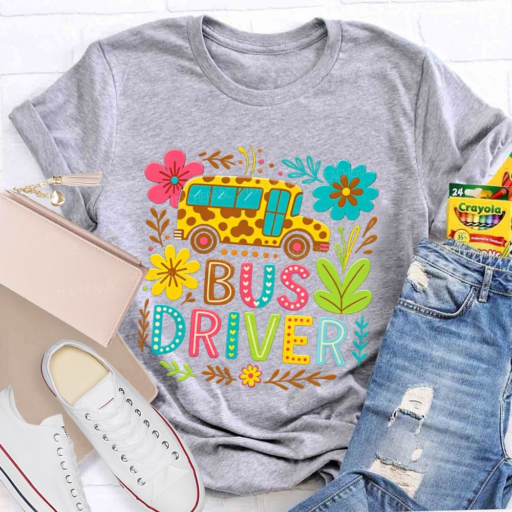 Leopard School Bus Bus Driver Groovy Sublimation T-shirt