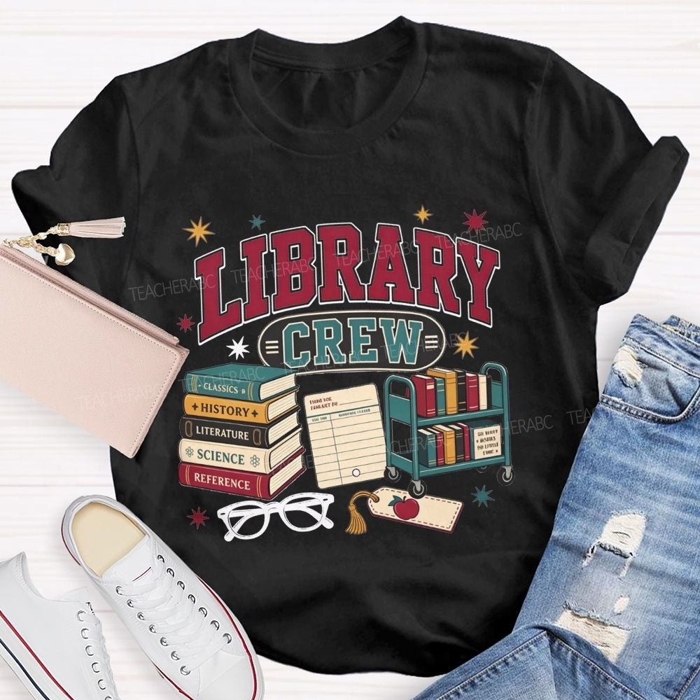 Library Crew Book Cart Librarian T-shirt
