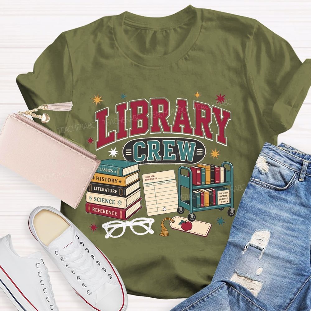 Library Crew Book Cart Librarian T-shirt