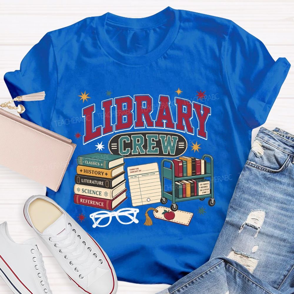 Library Crew Book Cart Librarian T-shirt