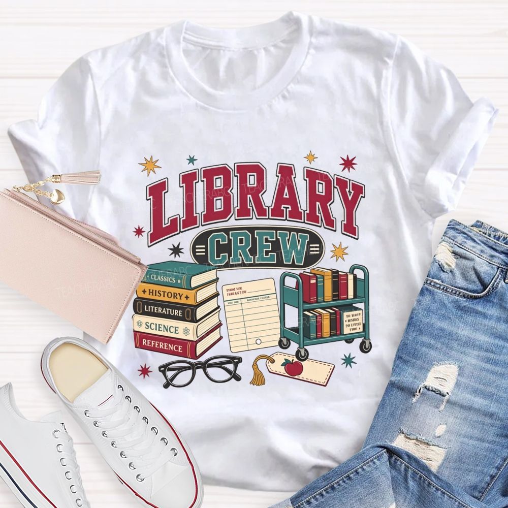 Library Crew Book Cart Librarian T-shirt