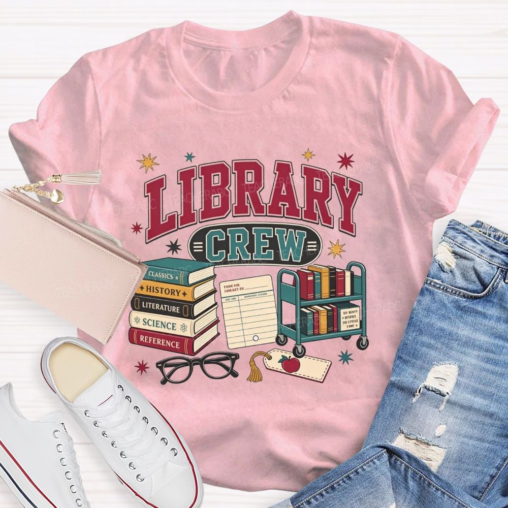 Library Crew Book Cart Librarian T-shirt