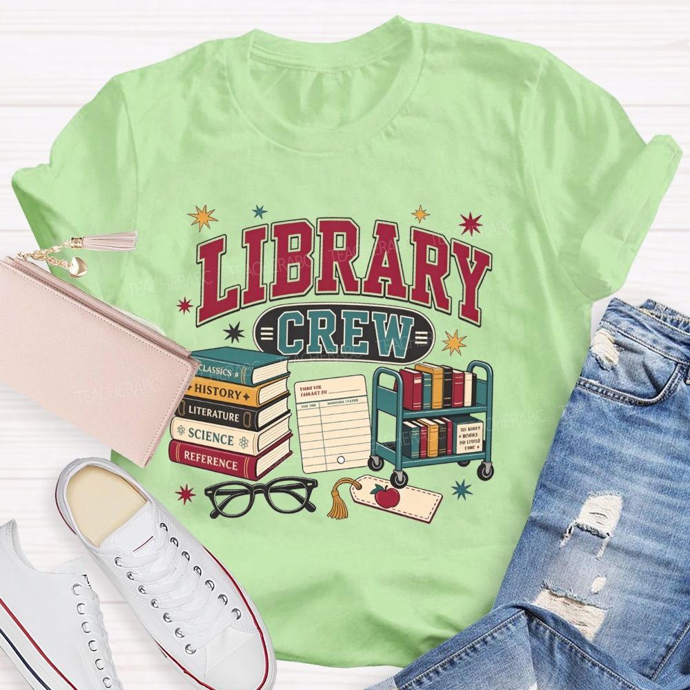 Library Crew Book Cart Librarian T-shirt
