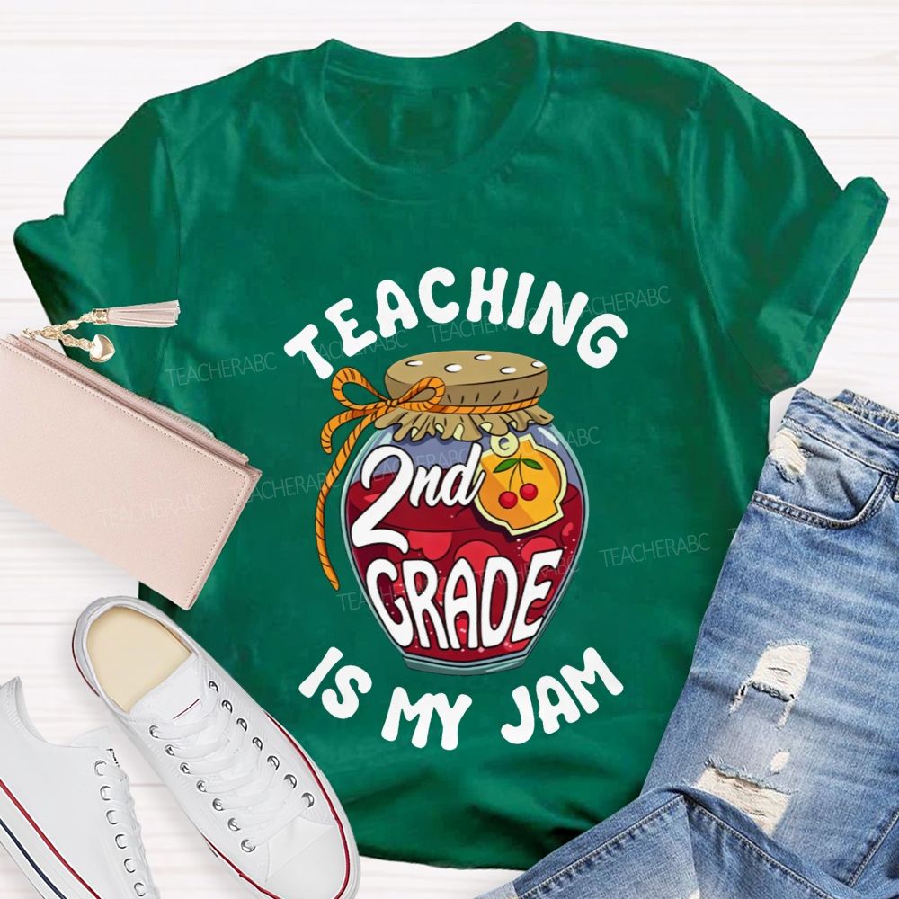 Personalized Grade Teaching 2nd Grade Is My Jam Cherry Teacher T-shirt
