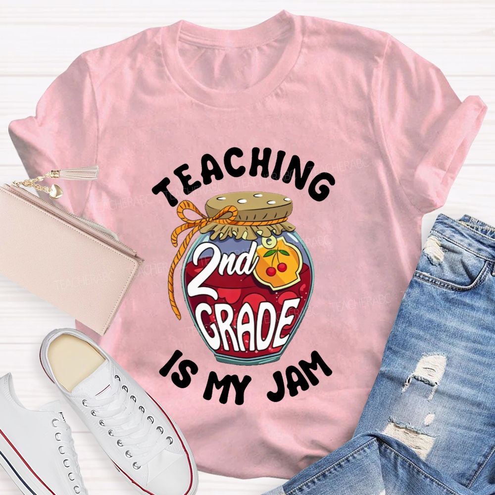 Personalized Grade Teaching 2nd Grade Is My Jam Cherry Teacher T-shirt