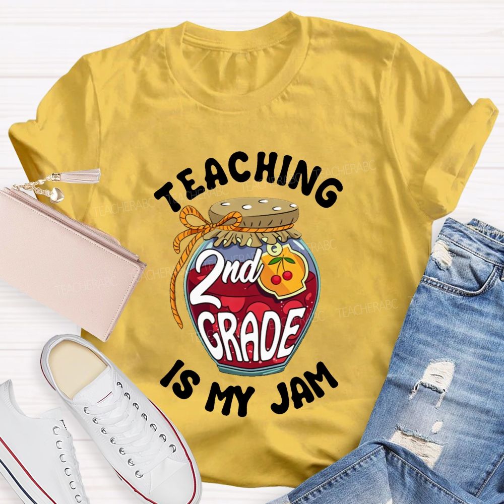 Personalized Grade Teaching 2nd Grade Is My Jam Cherry Teacher T-shirt