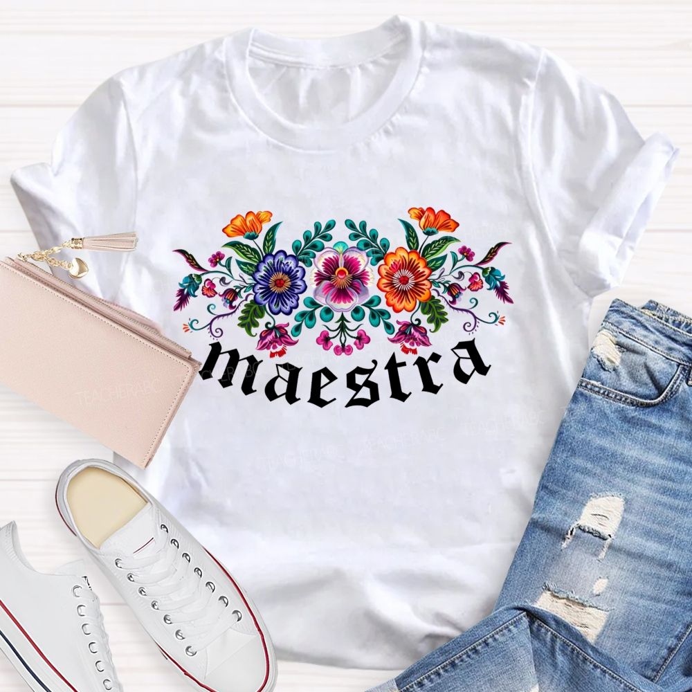 Maestra Mexican Folk Art Spanish Teacher T-shirt