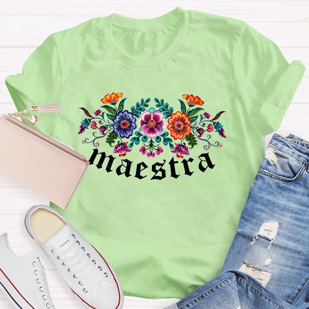 Maestra Mexican Folk Art Spanish Teacher T-shirt