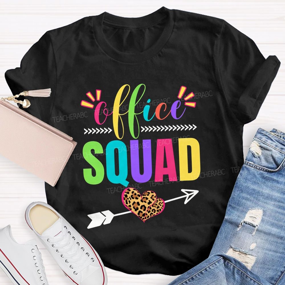Office Squad Colorful Leopard Heart T-shirt