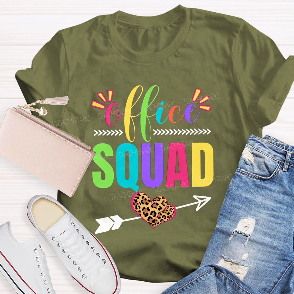Office Squad Colorful Leopard Heart T-shirt