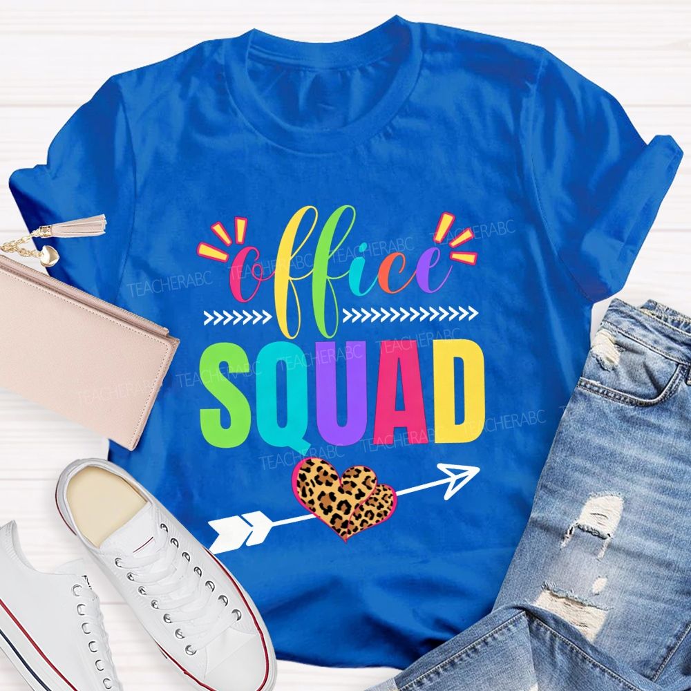 Office Squad Colorful Leopard Heart T-shirt