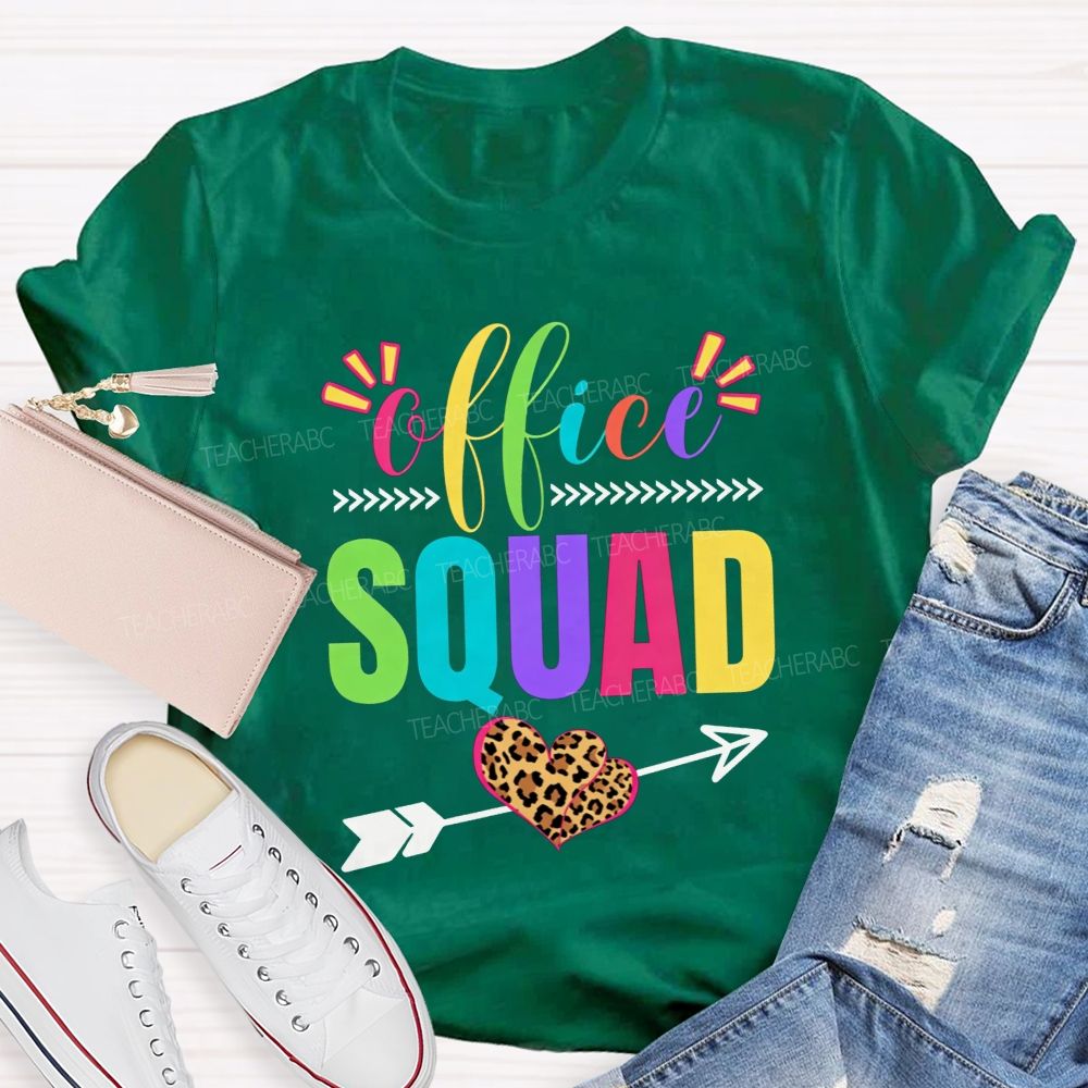 Office Squad Colorful Leopard Heart T-shirt