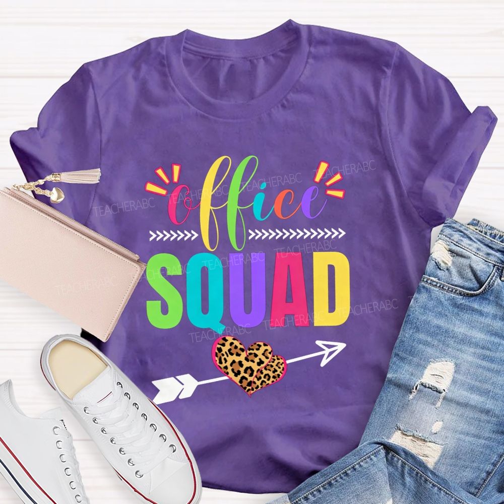 Office Squad Colorful Leopard Heart T-shirt