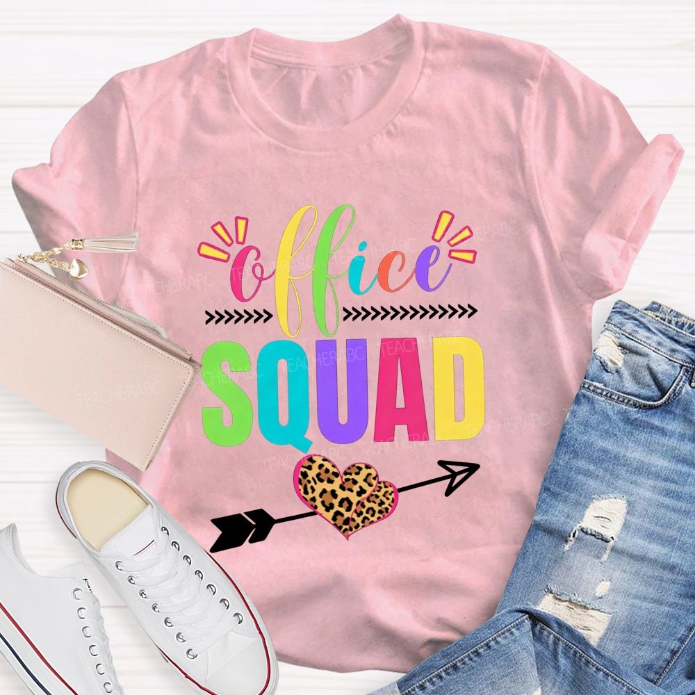 Office Squad Colorful Leopard Heart T-shirt
