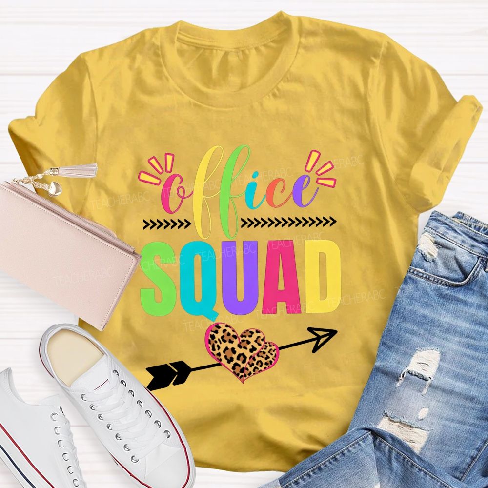 Office Squad Colorful Leopard Heart T-shirt