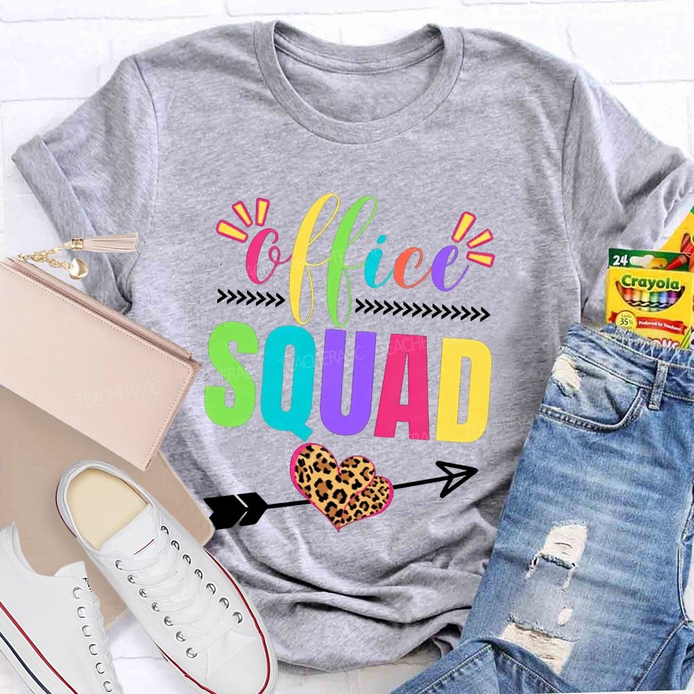 Office Squad Colorful Leopard Heart T-shirt