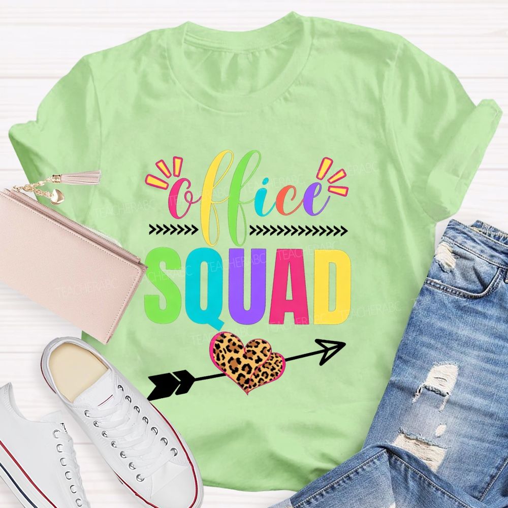 Office Squad Colorful Leopard Heart T-shirt