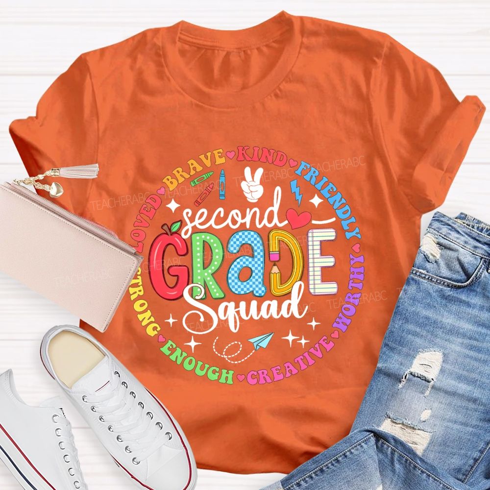 Personalized Grade Squad Loved Brave Kind Friendly Worthy Creative Enough Teacher T-shirt