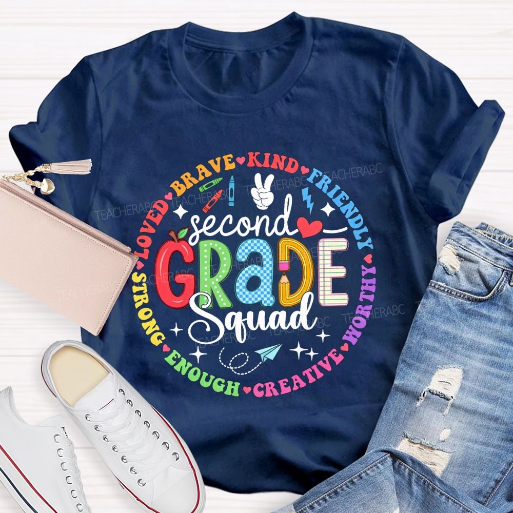Personalized Grade Squad Loved Brave Kind Friendly Worthy Creative Enough Teacher T-shirt