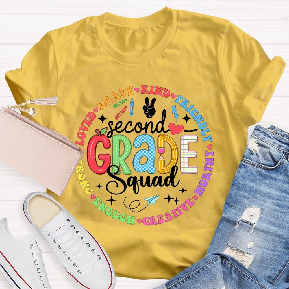 Personalized Grade Squad Loved Brave Kind Friendly Worthy Creative Enough Teacher T-shirt