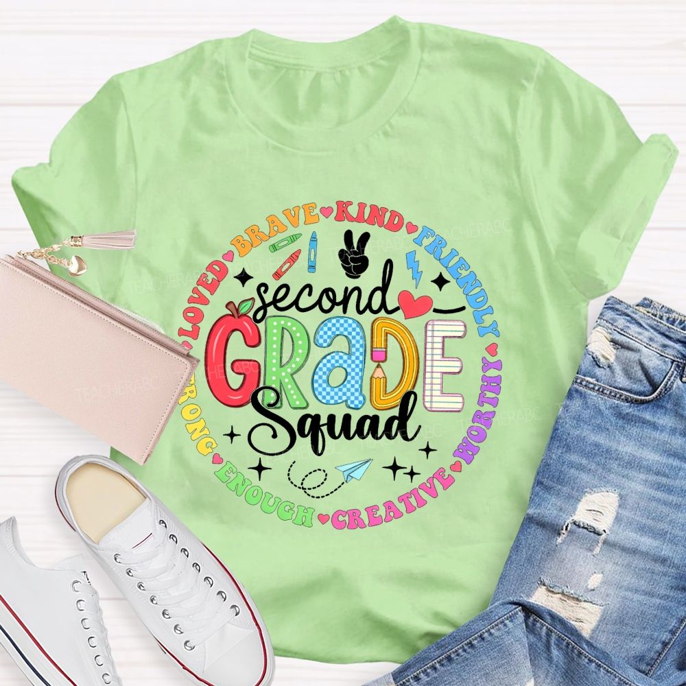 Personalized Grade Squad Loved Brave Kind Friendly Worthy Creative Enough Teacher T-shirt