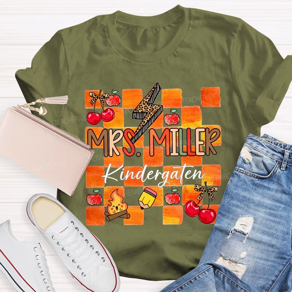 Personalized Name And Grade Little Kindergarten Learners Teacher T-shirt