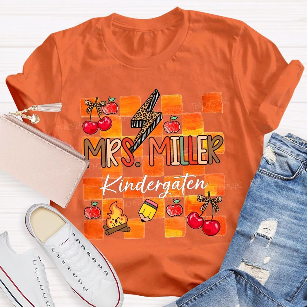 Personalized Name And Grade Little Kindergarten Learners Teacher T-shirt